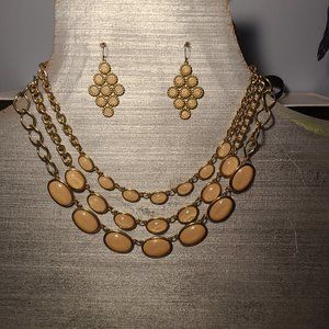 Fashion Three Strand Gold-tone Necklace